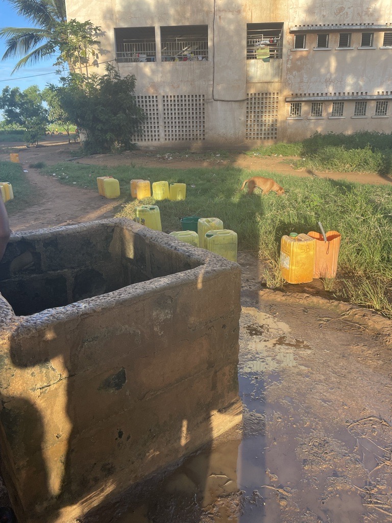 A well and containers