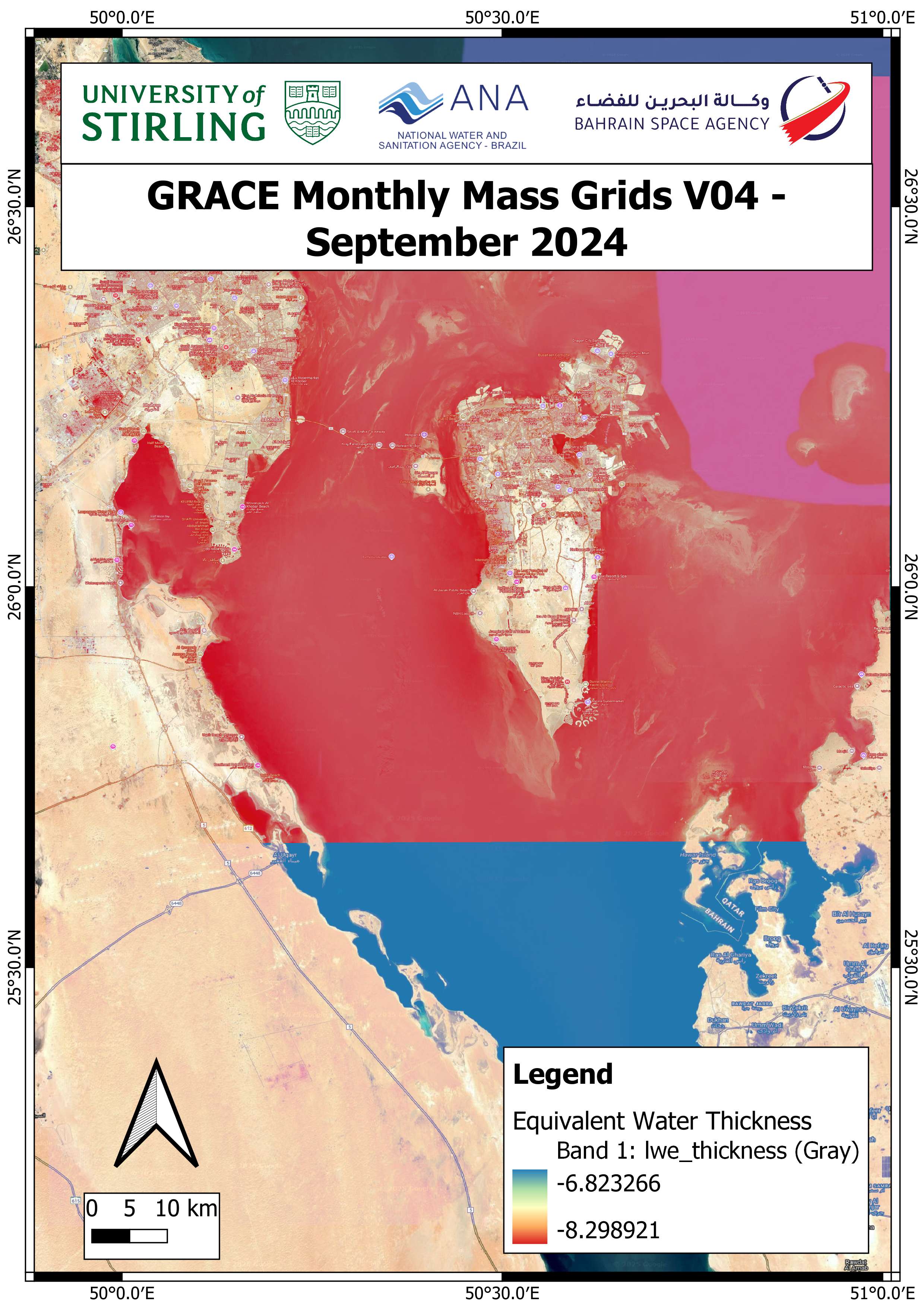 GRACE data monthly grids for Bahrain