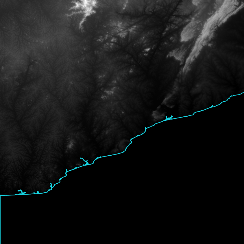 WorldDEMTM ocean shoreline 
