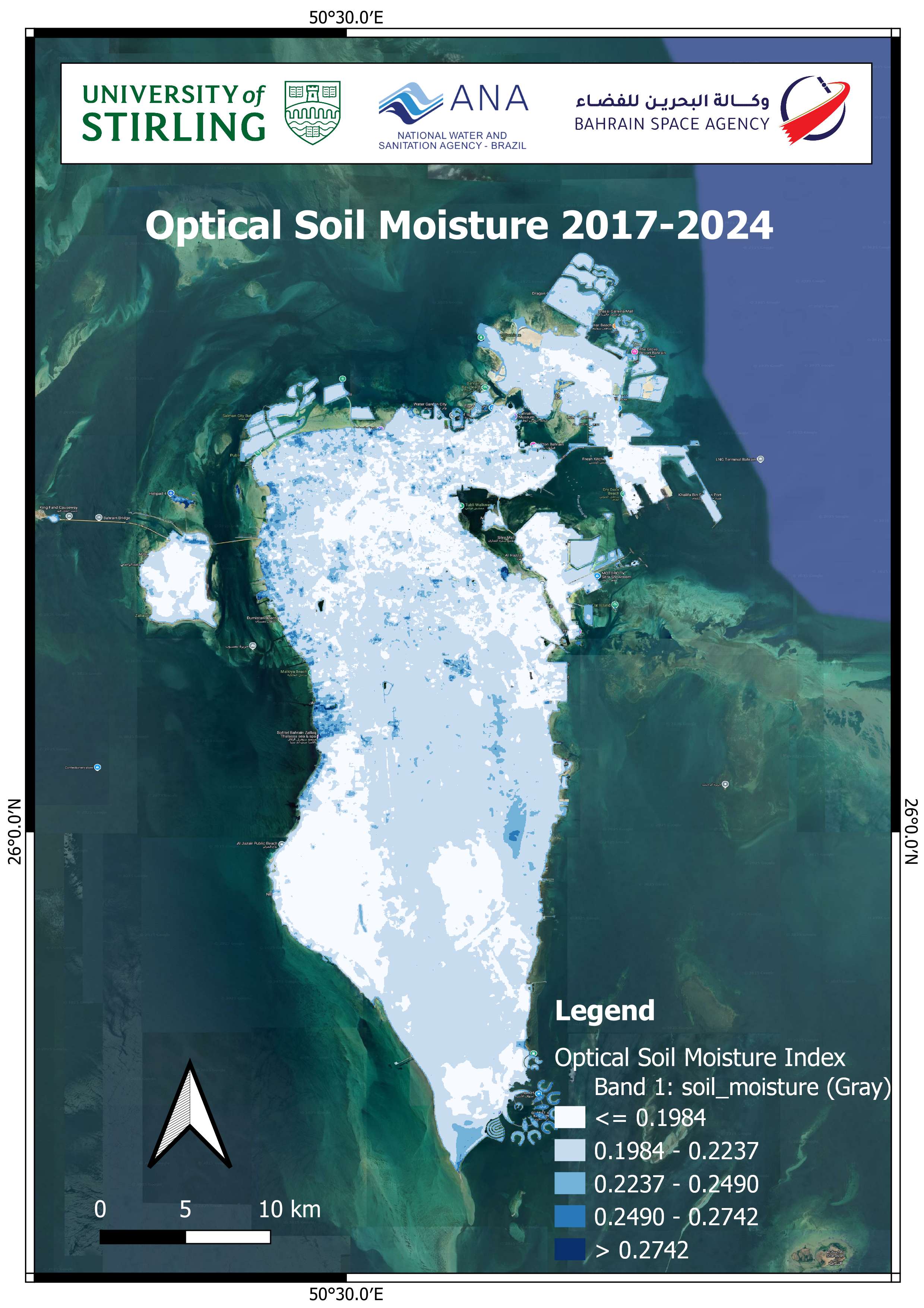 Map with optical soil moisture results