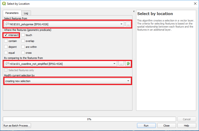 QGIS Select by Location tool