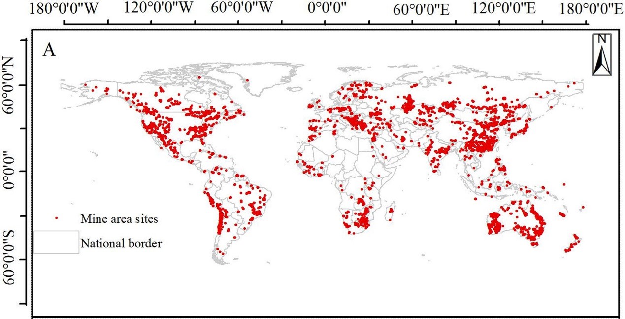 Figure 1. Global distribution of mine area (Liang et al. 2021).