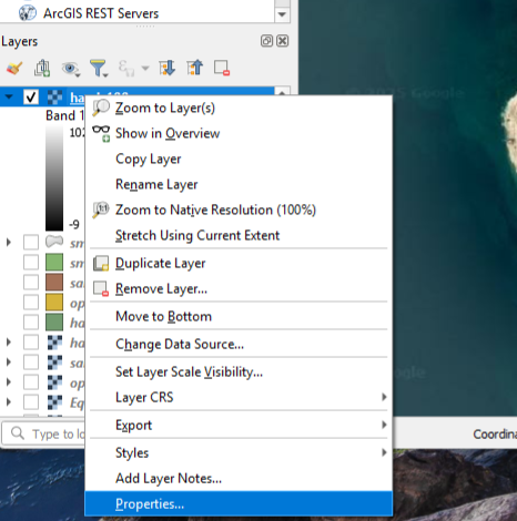 Adjusting parameters in Properties of layer in QGIS