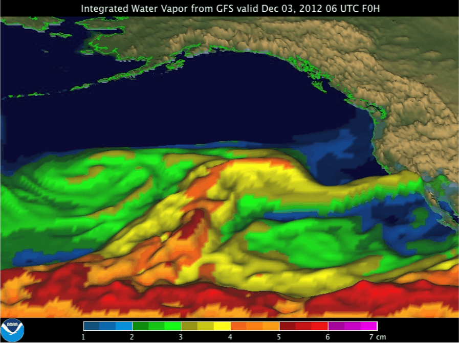 Integrated wateFigure 4: Integrated water vapor in 3D animation from 29.11.2012 to 07.12.2012 (NOAA 2021)r vapor in 3D animation from 29.11.2012 to 07.12.2012 (NOAA 2021)