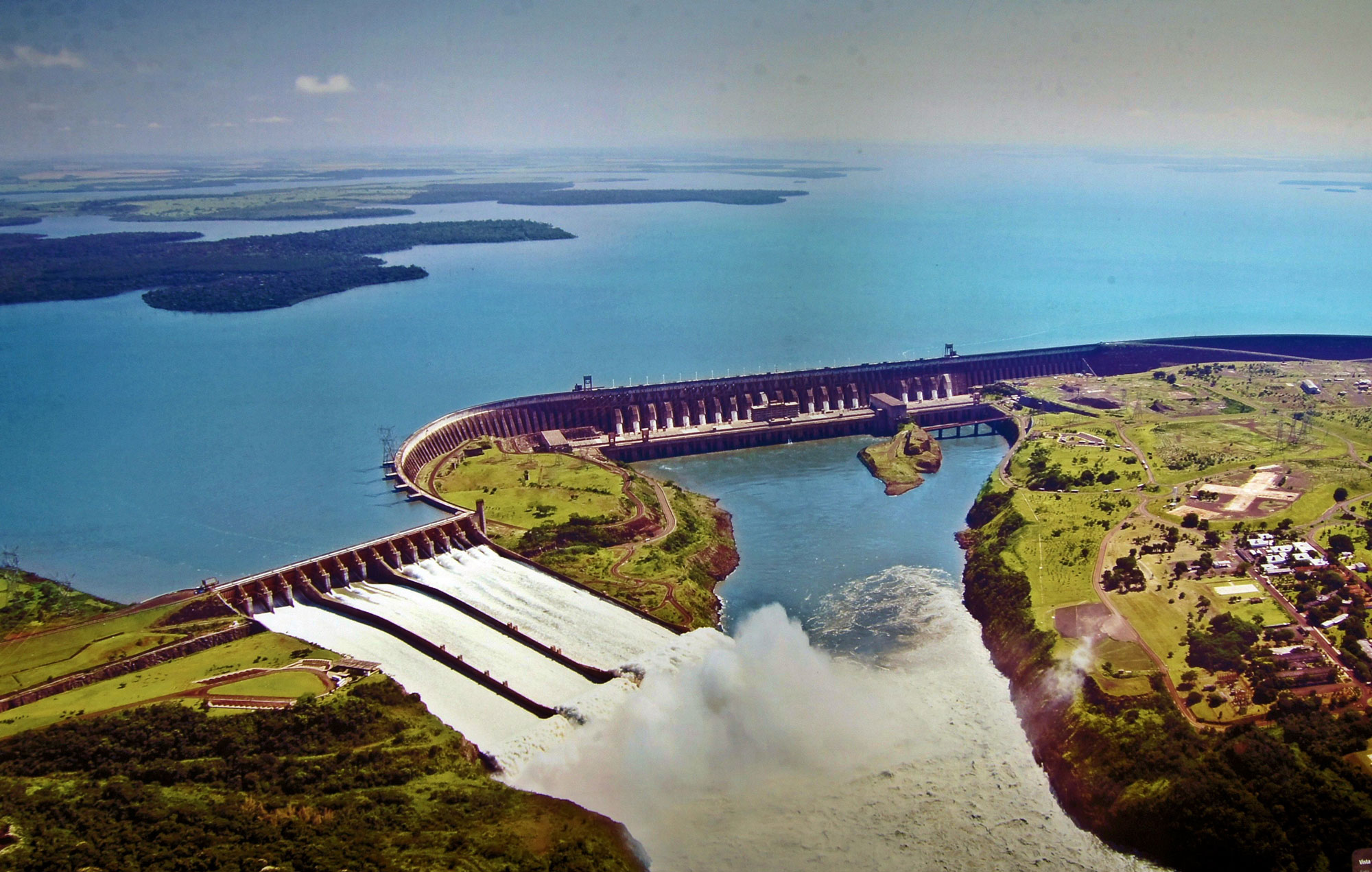 Itaipu dam, located on the Paraná river that borders Brazil and Paraguay