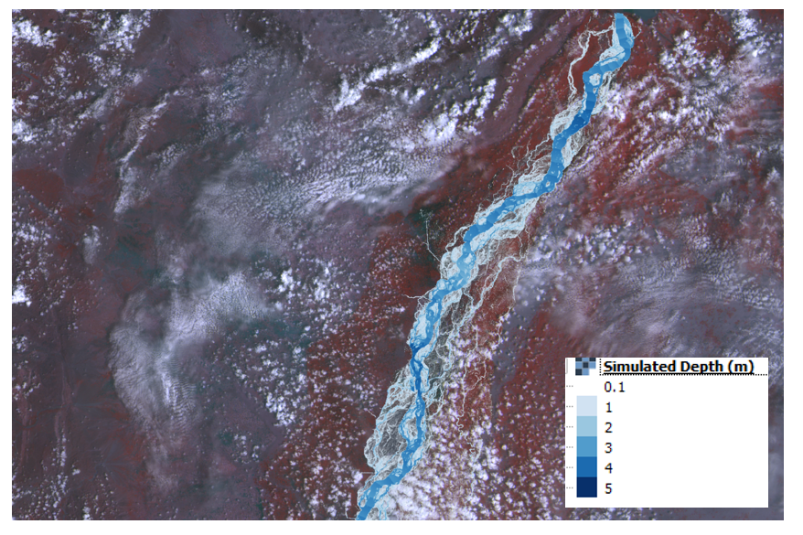 Simulated extent overlay with satellite imagery