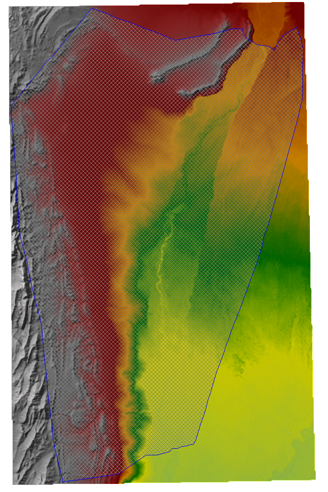 2D flow area mesh on terrain