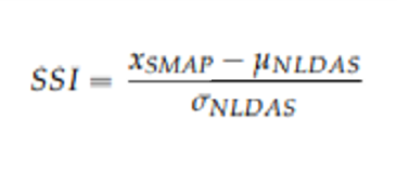 SSI =(xSMAP - µNLDAS )÷σNLDAS
