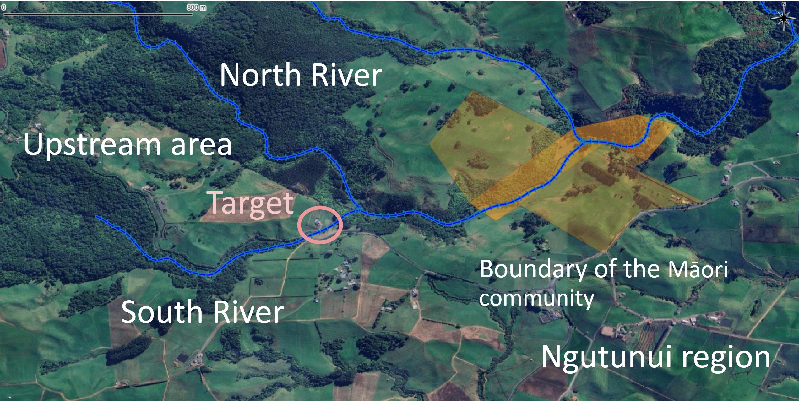 Identifcation of potential sources of pollution upstream the communities land