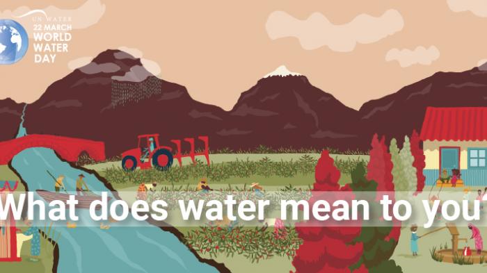 Graphic showing house next to a stream in a nice landscape