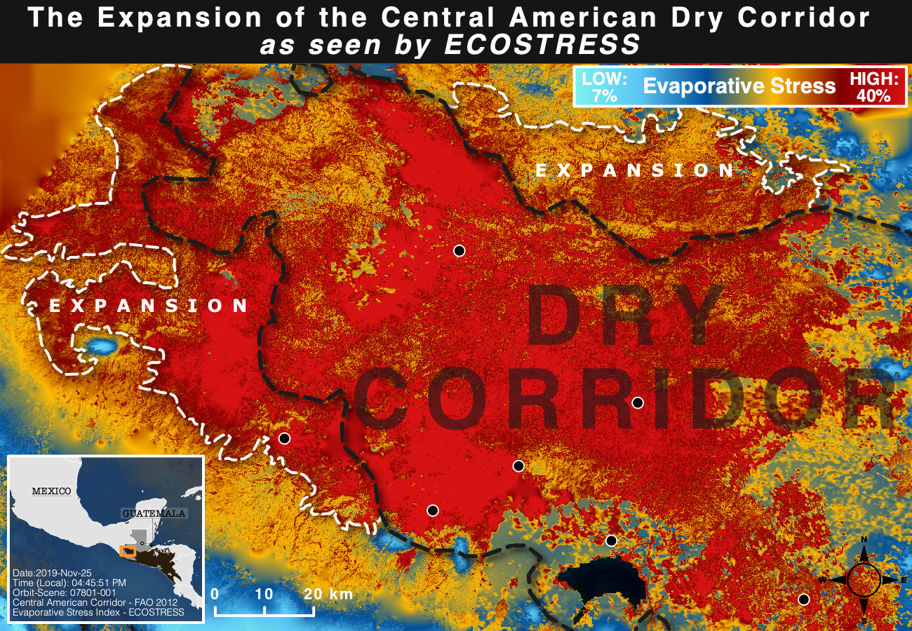 ECOSTRESS Map of Central American Dry Corridor