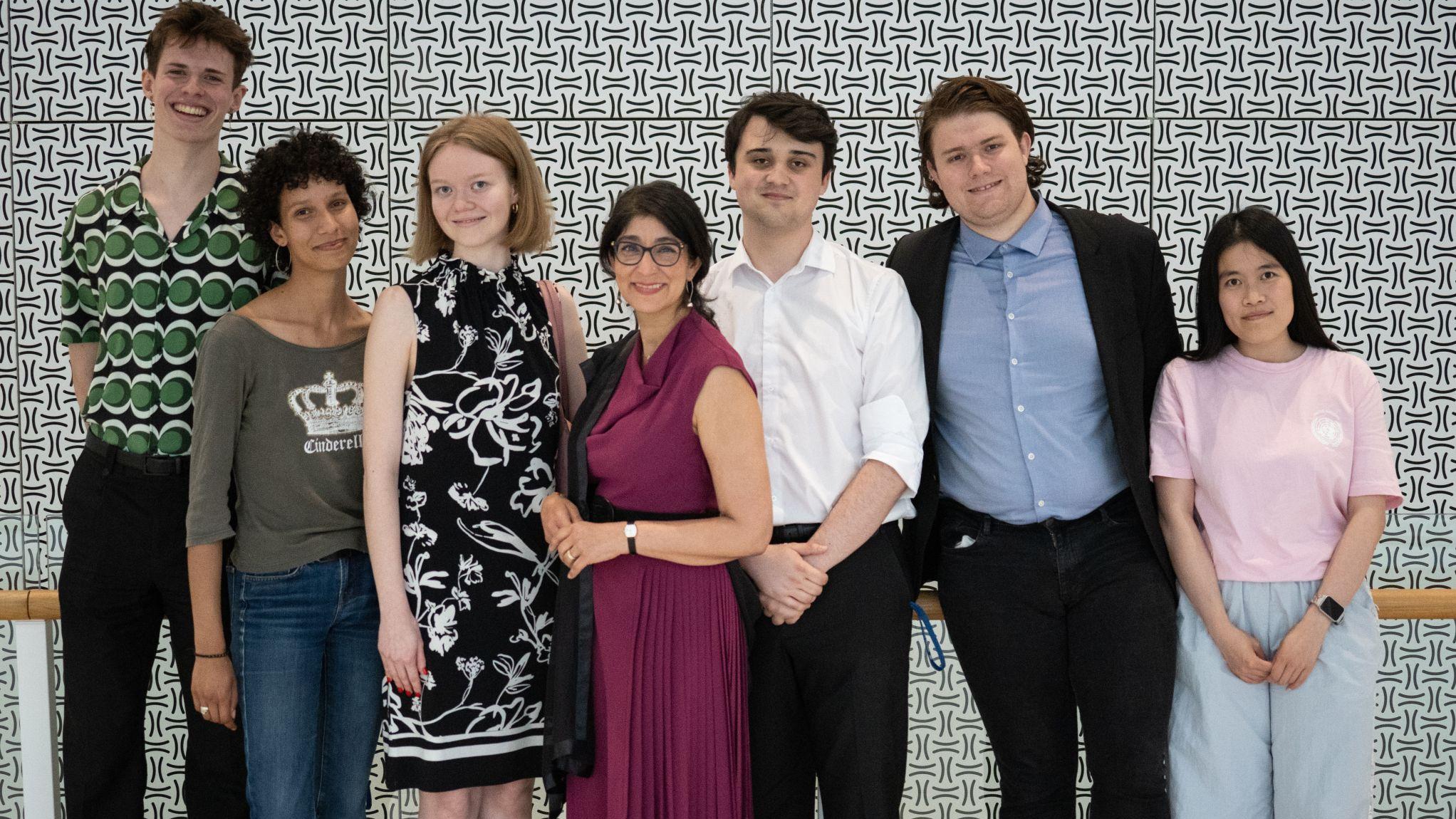 Photo of six UNOOSA interns with Aarti Holla-Maini, Director of UNOOSA