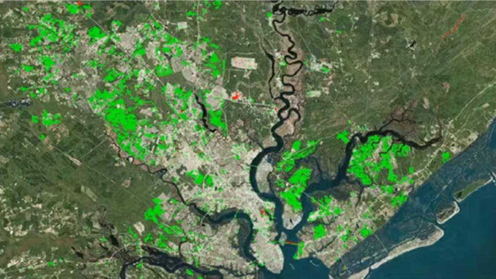 Satellite image with classification overlay